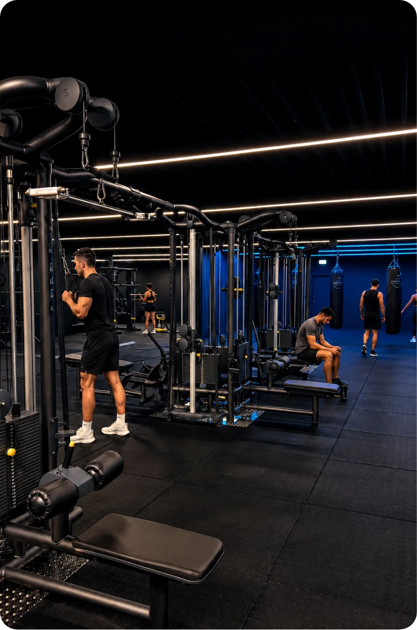 Fitnessvloer van Saen Sport met sporters