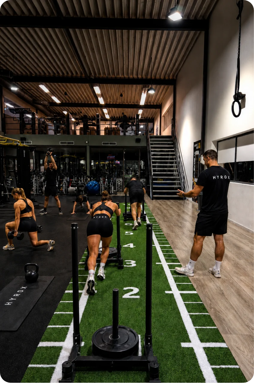 Groep traint op de turfzone in de Saen Sport-club