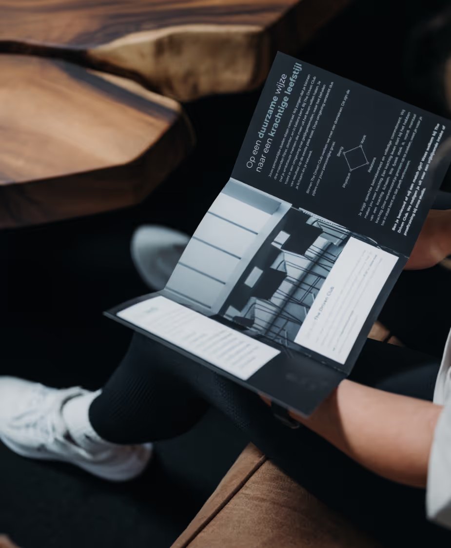 Brochure van The Driven Club, ontworpen door Gymful